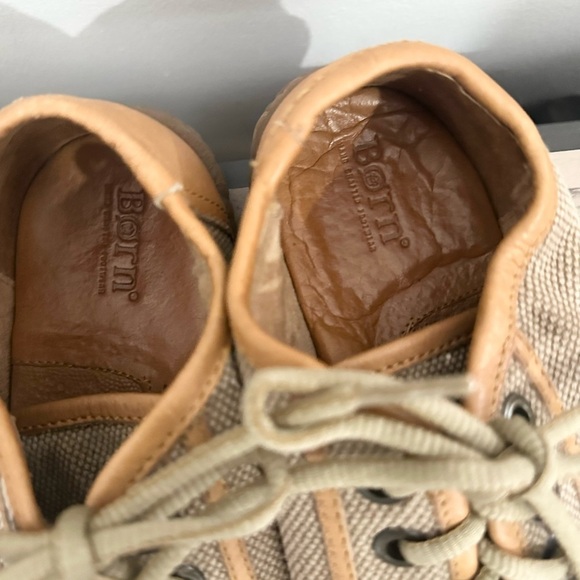 Børn tan Leather Canvas Lace Up Walking Sneaker Shoes size 8.5/40 - Picture 5 of 8